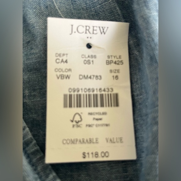 J. Crew Chambray, ruffle skirt, Long-sleeve Dress - Picture 2 of 2